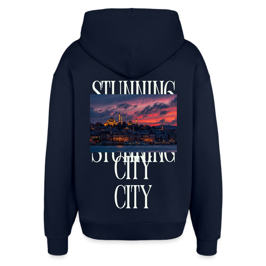 Stunning City - Oversized Unisex Hoodie - Navy