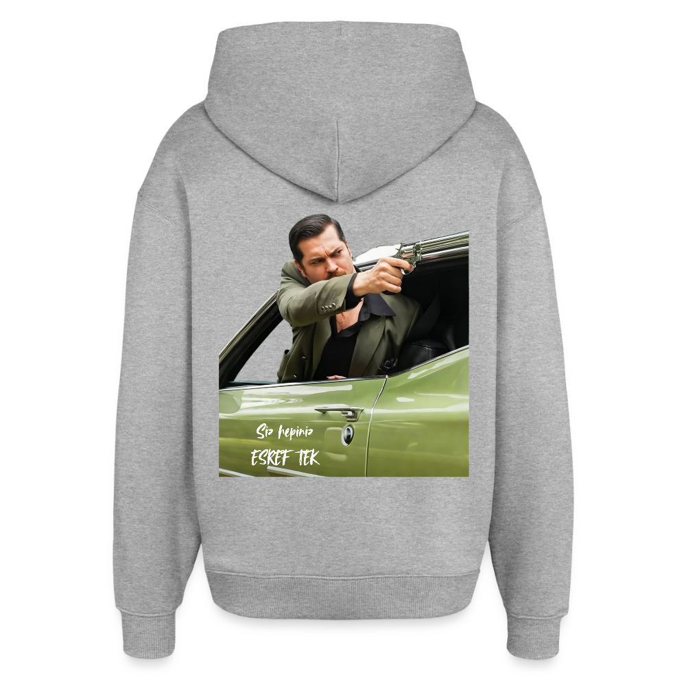 Esref Tek- Oversized Unisex Hoodie - Grau meliert