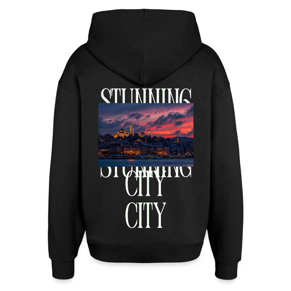 Stunning City - Oversized Unisex Hoodie - Schwarz