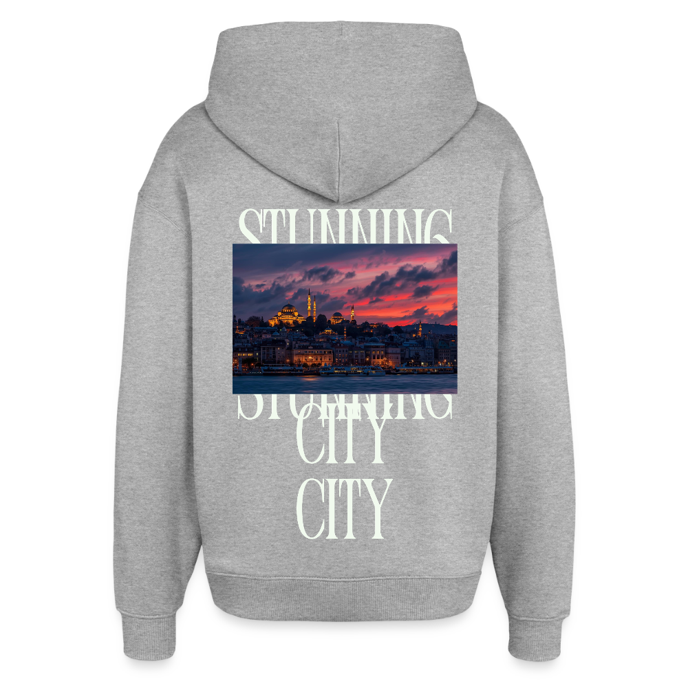 Stunning City - Oversized Unisex Hoodie - Grau meliert